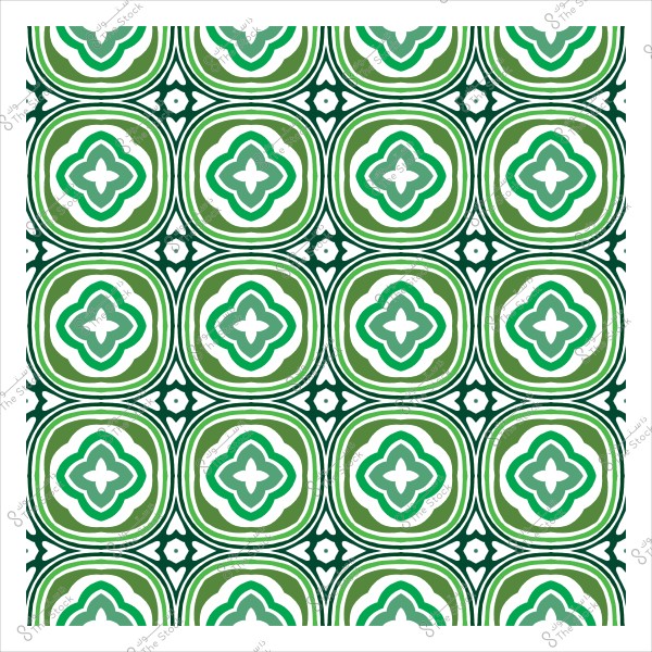 نمط هندسي مزخرف باللونين الأخضر والأبيض في تصميم متكرر.