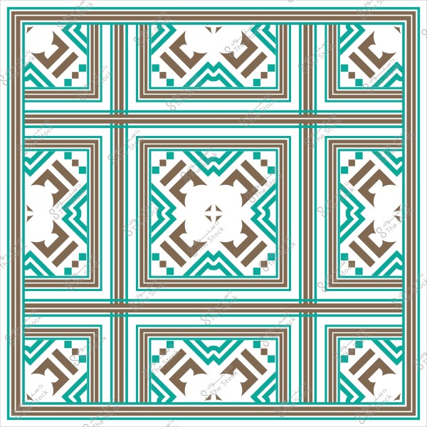Geometric decorative pattern with light blue and brown colors in an intersecting design.