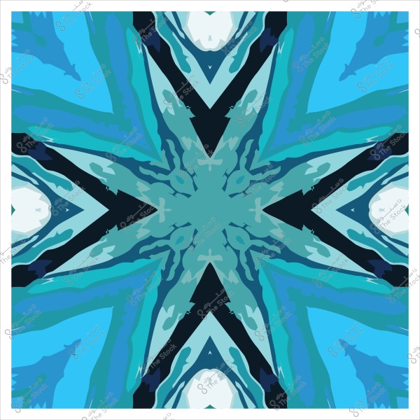 تصميم بألوان زرقاء وخضراء يشبه الأشكال الهندسية والنجوم.