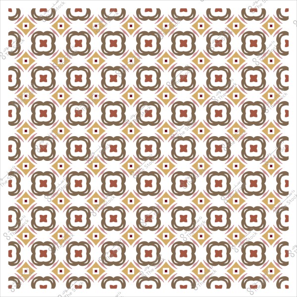 نمط زخرفي هندسي مكرر بألوان بنية وبيج على خلفية بيضاء.