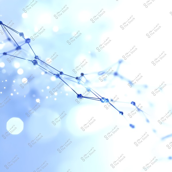 An abstract image depicting a network structure formed by geometric shapes connected in a blue web against a soft background. Dots are linked by thin lines, symbolizing a network or digital connections in a softly lit environment with scattered lights.