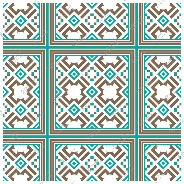 تصميم هندسي مزخرف بأشكال متقاطعة بألوان بيج وأزرق سماوي.