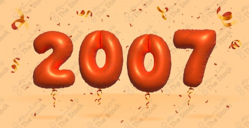 Vector Number 2007 Shape 3D Red Helium Balloons Party Decorations Anniversary Celebration Birthday Greetings.