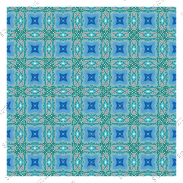 Geometric pattern with repeating shapes in blue, gray, and green.