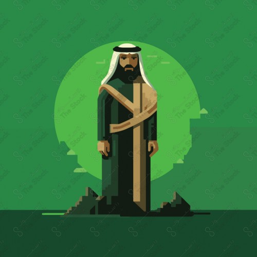 Icon of a Saudi man in traditional Saudi attire and a green thobe