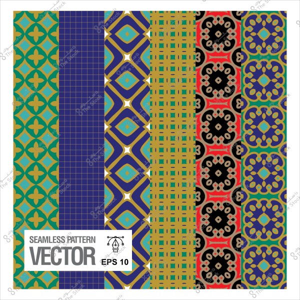 أربعة أنماط زخرفية هندسية بتصاميم وألوان متعددة.