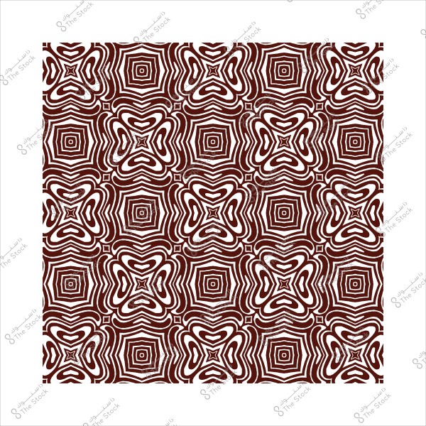Repeating geometric pattern in brown and white with interlocking angular shapes.