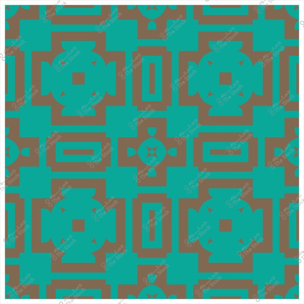 نمط هندسي بأشكال مربعة ودائرية باللونين البني والفيروزي.