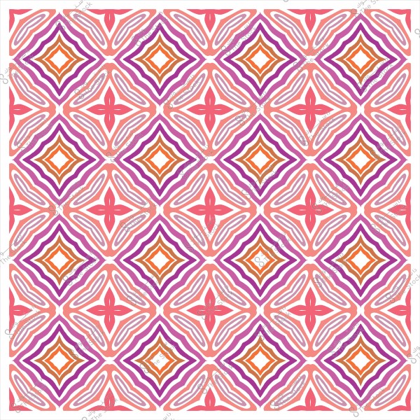 Geometric pattern with decorative square and star shapes in pink, orange, and purple.