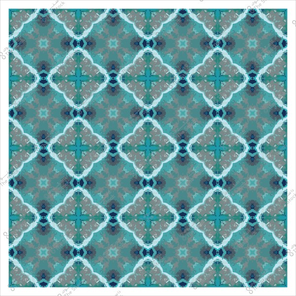 نمط هندسي متماثل بألوان زرقاء وخضراء, يشكل تصميمًا مثلثيًا متكررًا.