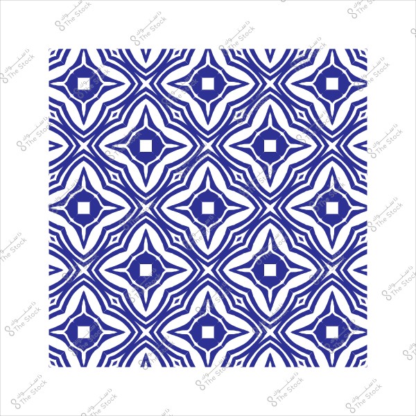 نمط هندسي أزرق وأبيض بتصميم متماثل يشبه البلاط التقليدي.