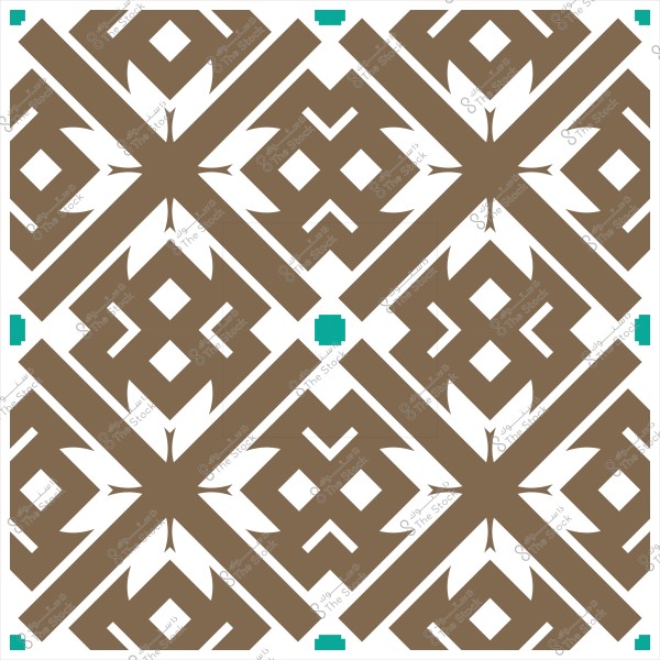 تصميم هندسي بزخارف إسلامية باللونين البني والأخضر.