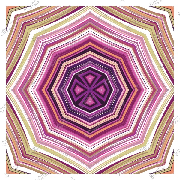 نمط هندسي ملون مكون من دوائر متداخلة على شكل زخرفة متعددة الألوان بالأرجواني والوردي والأبيض والأصفر.