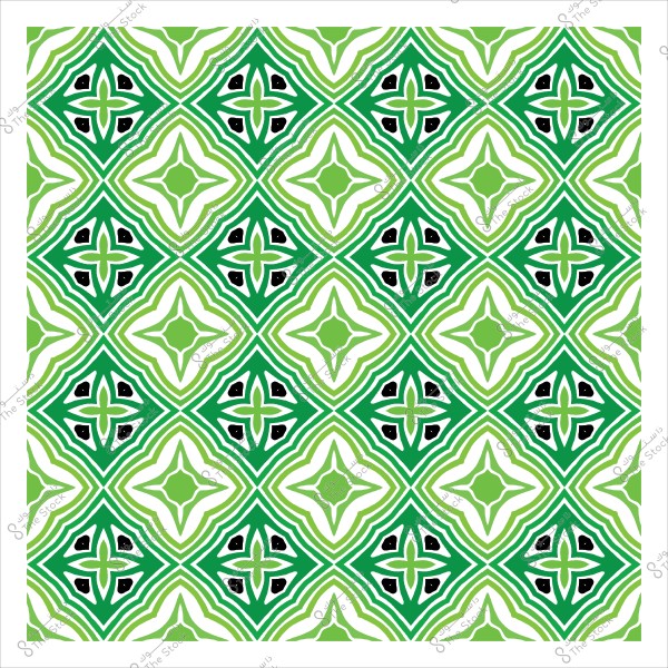 نمط هندسي متكرر بأشكال نجمة باللونين الأخضر والأسود.