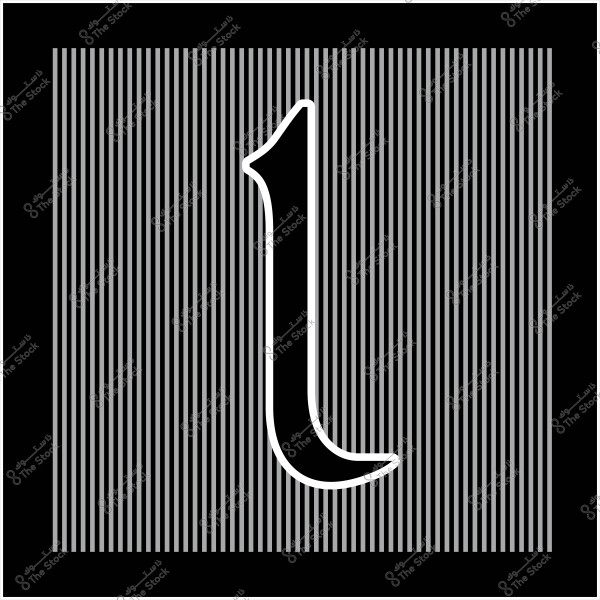 The image shows the number \"one\" in an artistic style against a background of vertical black and white stripes. The number is drawn in white and stands out prominently in the center, with a minimalist design on the background.