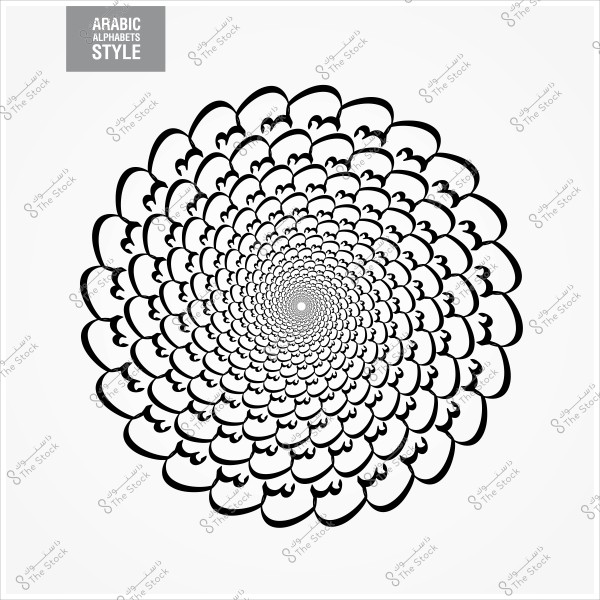 نمط زخرفي يعتمد على الأبجدية العربية بتصميم حلزوني أنيق.
