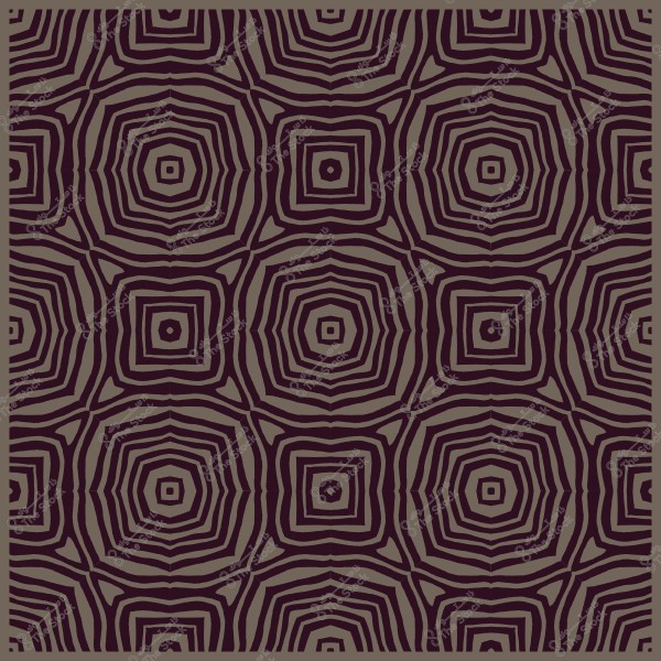 نمط متكرر من الأشكال الهندسية المتموجة باللونين البني والبيج, يتضمن دوائر ومربعات متداخلة.