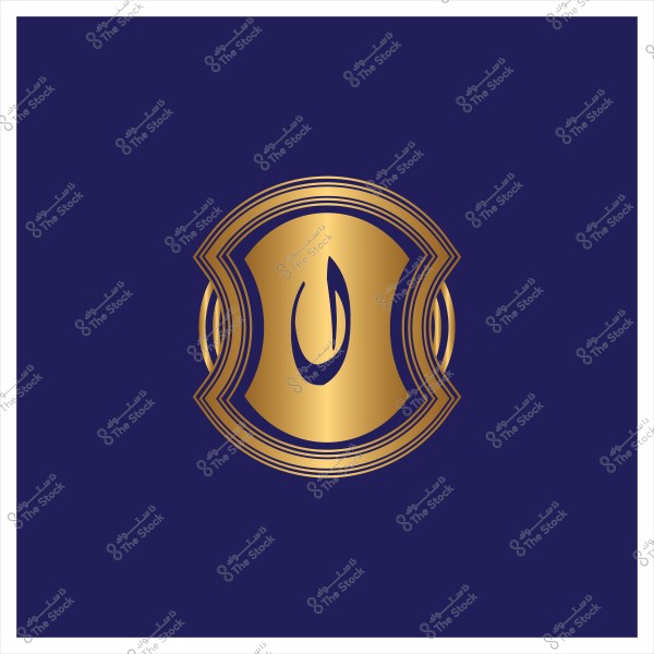 تصميم شعار باللونين الذهبي والأزرق يحتوي على حرف "ن" مزخرف.
