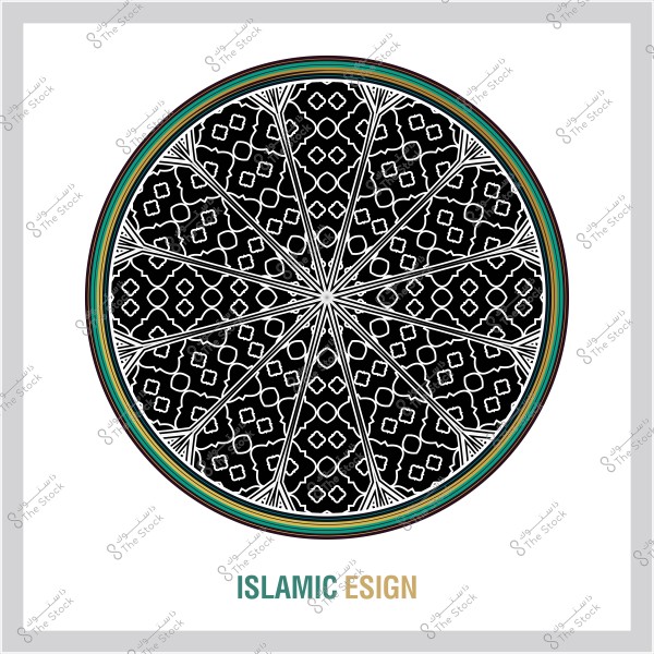 تصميم دائري إسلامي مزخرف بأشكال هندسية معقدة وخطوط متداخلة.
