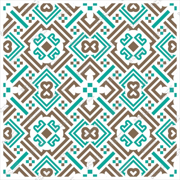 Islamic geometric pattern adorned with brown and turquoise blue colors.