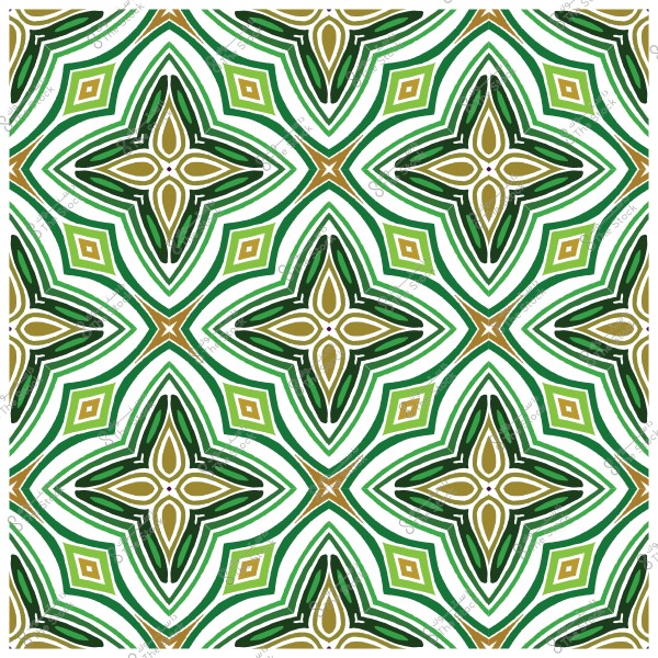 تصميم نمط هندسي بألوان خضراء وبنية متموجة تشبه البلاط التقليدي.