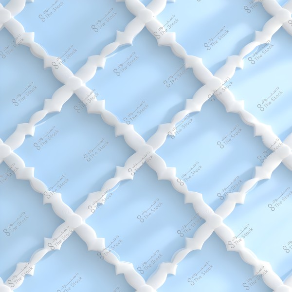 A decorative pattern showing an interlocking grid of white geometric shapes on a blue background. The pattern appears three-dimensional with soft shadows adding depth.