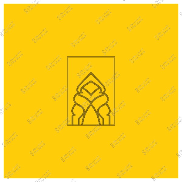 تصميم هندسي بخطوط سوداء على خلفية صفراء.