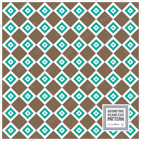 نقش هندسي متكرر باللونين البني والأزرق بأشكال ماسية.