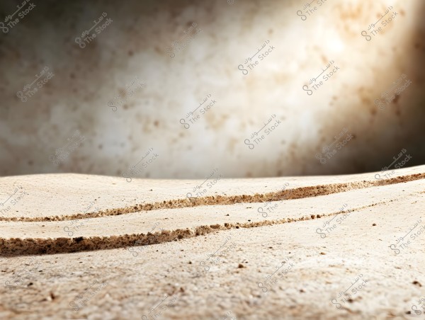 An image of a natural landscape resembling sand or a desert scene, illuminated by soft light. The sandy surface is uneven with small dunes, and the background is softly lit, creating an atmosphere of calmness and tranquility.