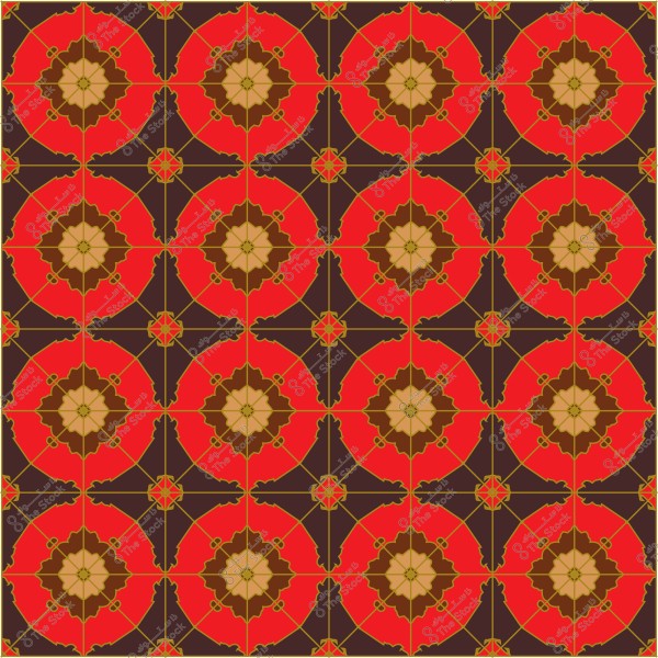 تصميم فسيفساء من النمط الهندسي الإسلامي باللونين الأحمر والبني.