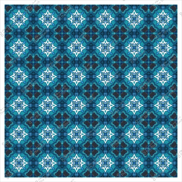 نمط زخرفي هندسي مكرر بألوان زرقاء وبيضاء.