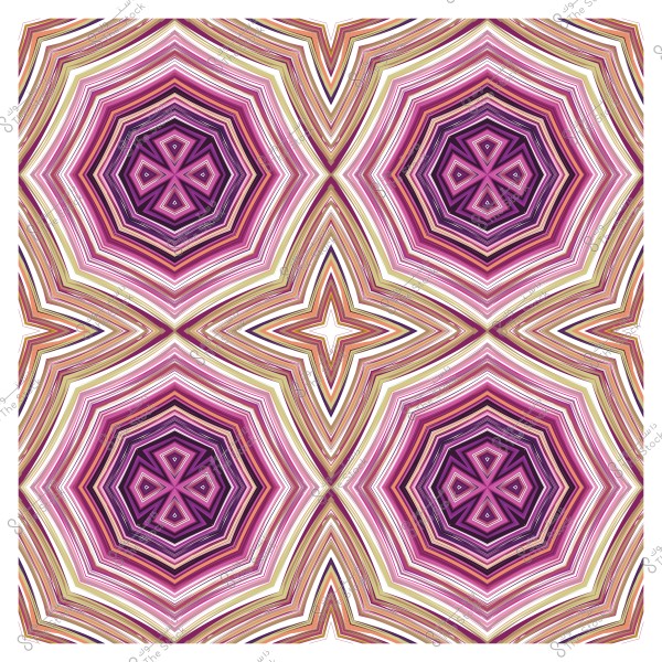 صورة لأنماط هندسية متعددة الألوان بتصميم نجمي متكرر بألوان وردية وبنفسجية وزيتونية.