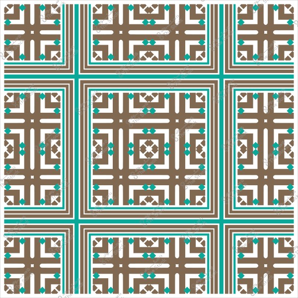 نمط هندسي إسلامي بألوان بنية وزرقاء وخطوط متقاطعة.