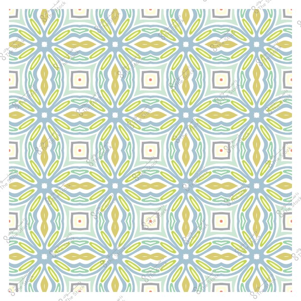 نمط متكرر بألوان زرقاء وخضراء وصفراء, يظهر أشكال هندسية متشابكة بتردد متناغم.