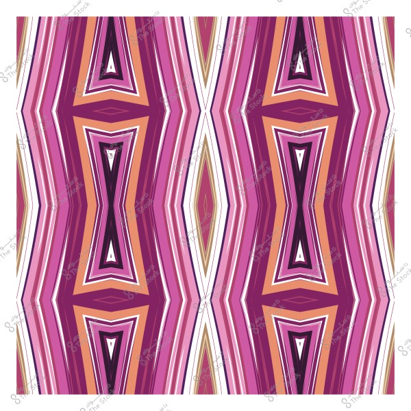 نمط هندسي بتناظرات أفقية بألوان وردية وبرتقالية.