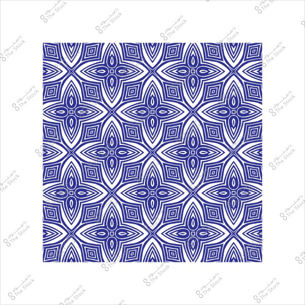 نمط زخرفي أزرق بأشكال هندسية مكررة.