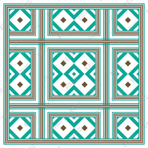 نمط هندسي بألوان بني وأزرق فاتح مع أشكال مربعات مكررة.