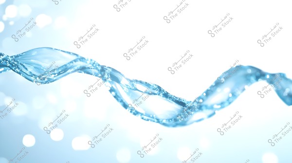 Image showing a flow of water in a wavy shape against a soft light background. The water appears in a bright blue color with light gradients reflecting smoothness and transparency.