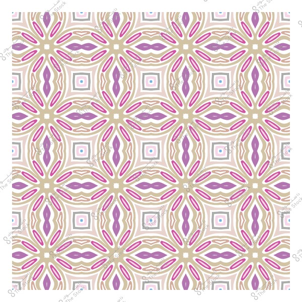 نمط هندسي متماثل يحتوي على أشكال بيضاوية ودائرية بألوان البيج والوردي والبنفسجي.