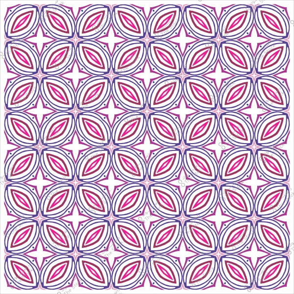 Geometric decorative pattern in pink and blue colors, forming oval and intersecting shapes.