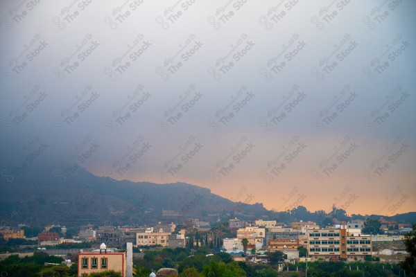 View of a Hill station at foggy evening , Al Hada, Taif, Saudi Arabia