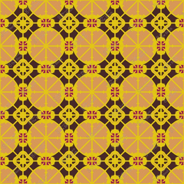 نمط زخرفي متماثل بألوان صفراء وبرتقالية.