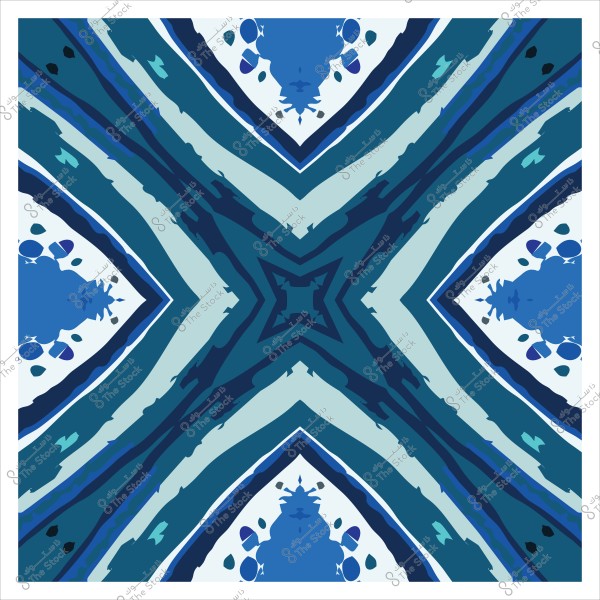 Abstract geometric pattern with overlapping blue and green colors in a symmetrical design.