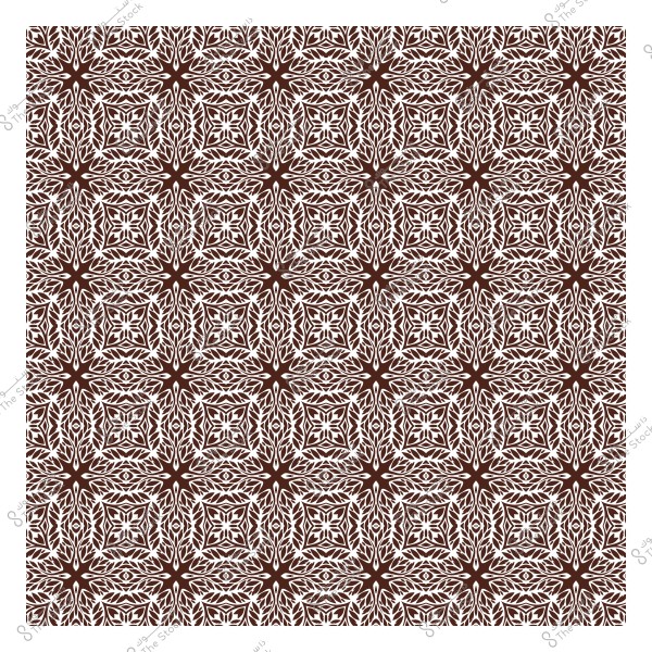 نمط زخرفي متماثل باللونين البني والأبيض بتفاصيل هندسية معقدة.