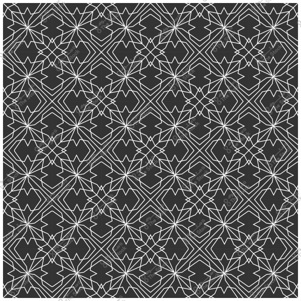 نمط هندسي متماثل باللونين الأبيض والأسود يشبه النجوم والخطوط المتشابكة.