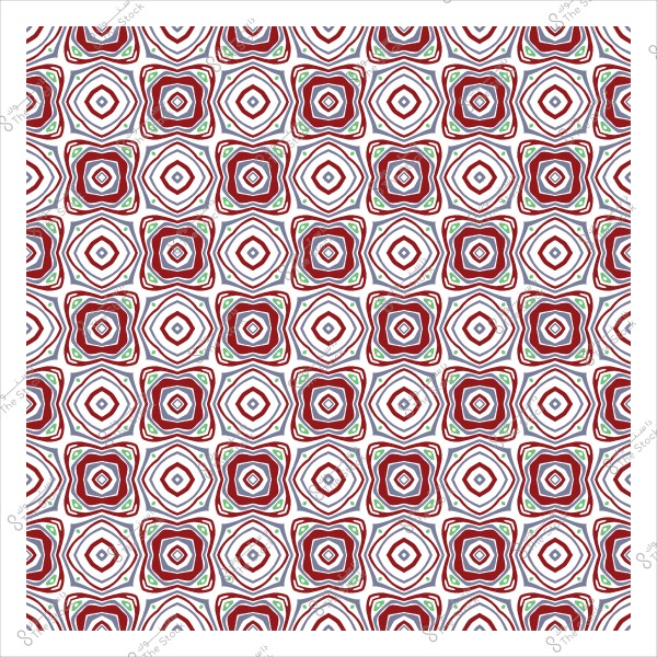 Geometric pattern with repeated shapes in red, blue, and green colors.