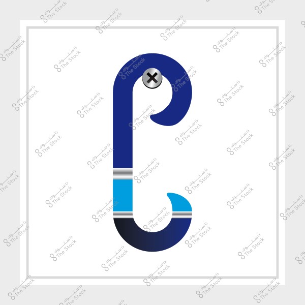 رسم توضيحي لشكل حرف C باستخدام ألوان وظلال زرقة مع مسمار في الجزء العلوي.