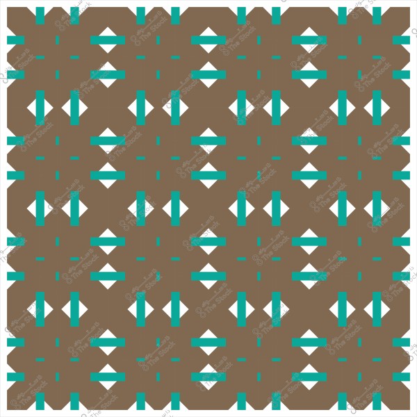 Geometric patterned design with repeating diamond and circular shapes in green and beige colors.