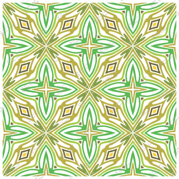 نمط زخرفي هندسي بألوان خضراء وذهبية يحتوي على أشكال عديدة مثل النجوم والماس.