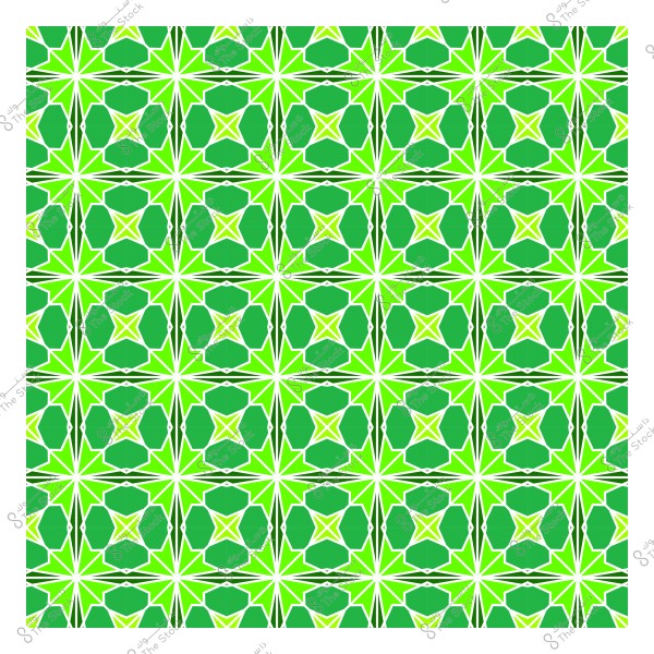 نمط هندسي متكرر باللون الأخضر, يحتوي على أشكال نجمية وزوايا حادة بتدرجات لونية متنوعة من الأخضر, مصمم بأسلوب فني متناظر.

-